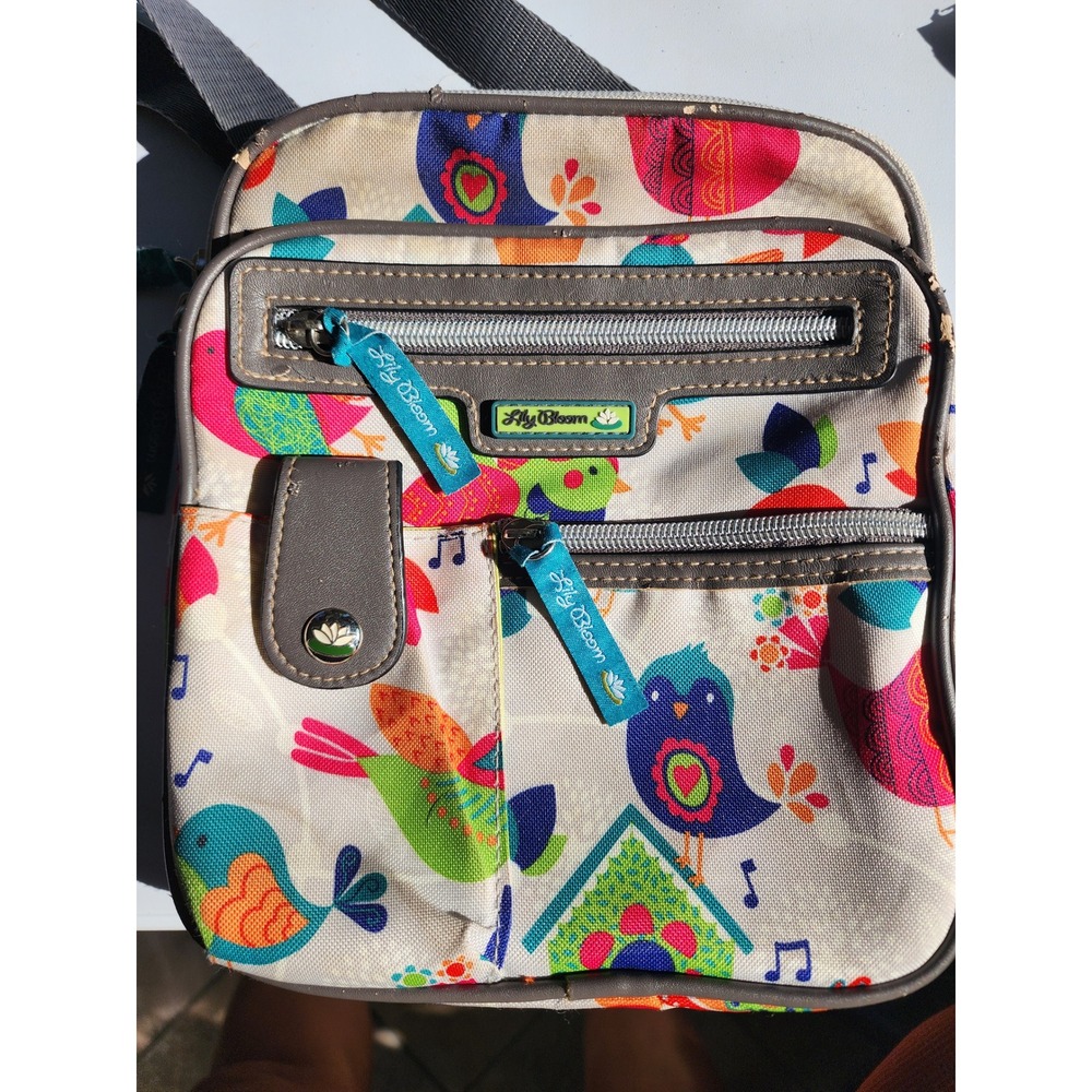 Lily Bloom Crossbody Bag Adjustable strap signature print with Birds and notes